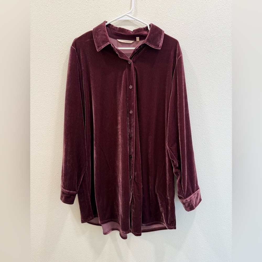 Soft surroundings super soft velvet tunic top shirt purple women’s size 1x